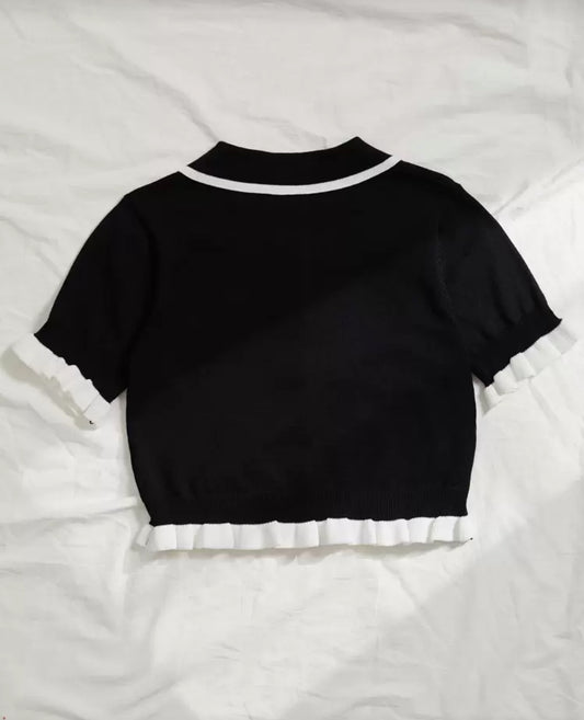 Shein Button Front contrast Binding Cardigan polo