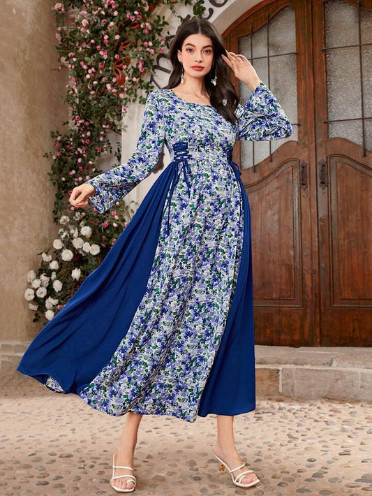 SHEIN Mulvari Women'S Floral Print Waist Tie Dress