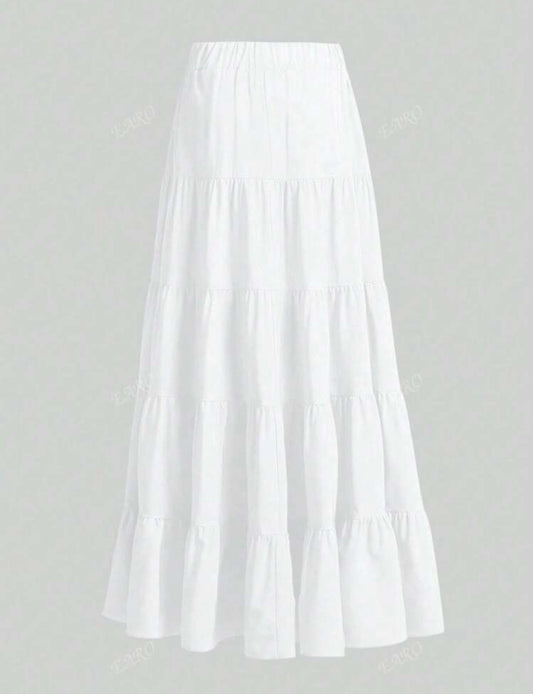 Shein Solid Color minimalist casual Skirt (White)