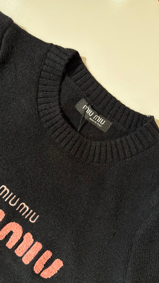 Miu Miu knitted Embroidered Crewneck-Black (Dupe)