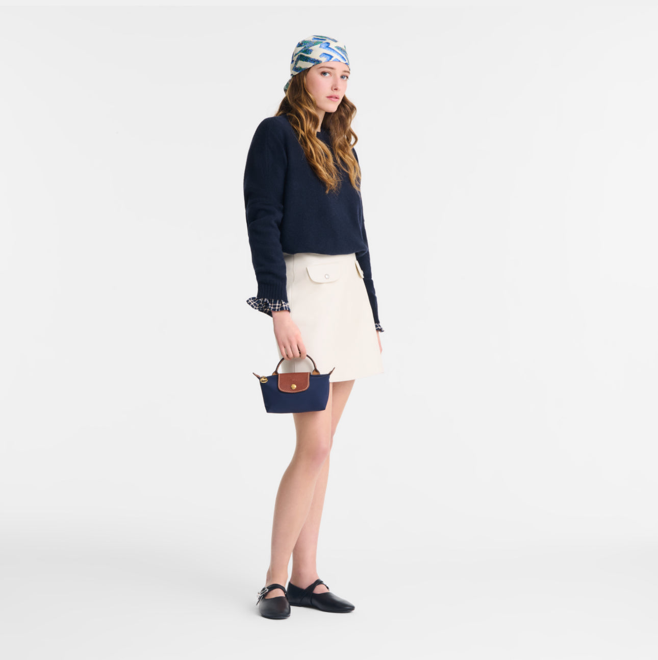 LONGCHAMP Le Pliage Mini Pouch Bag with Strap- Navy