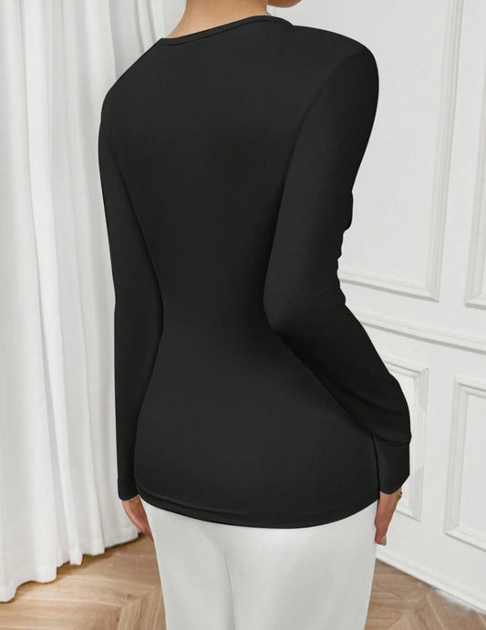 Shein Prive Women Concert Holow Out Twisted Long Sleeve