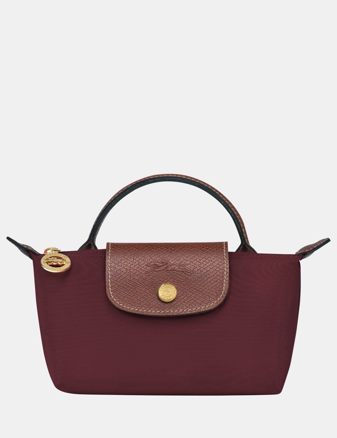 LONGCHAMP Le Pliage Mini Pouch Bag with Strap- Burgundy