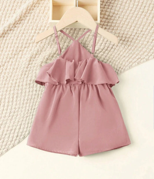 SHEIN Baby Girls Casual And Comfortable Ruffle Trimmed Heck