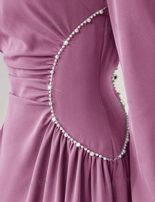 SHEIN MODELEY  sweetheart Neck Puff  sleeeve ruched front formal dress