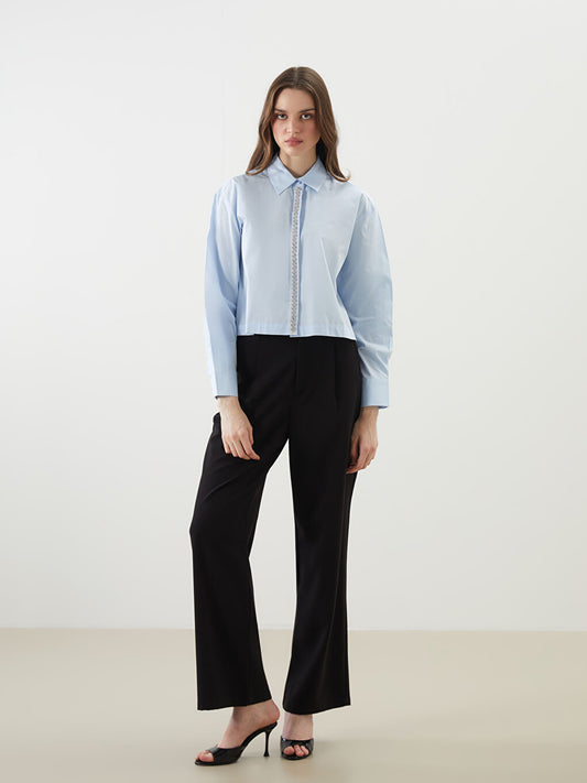 Zara Jewel Poplin Crop Shirt