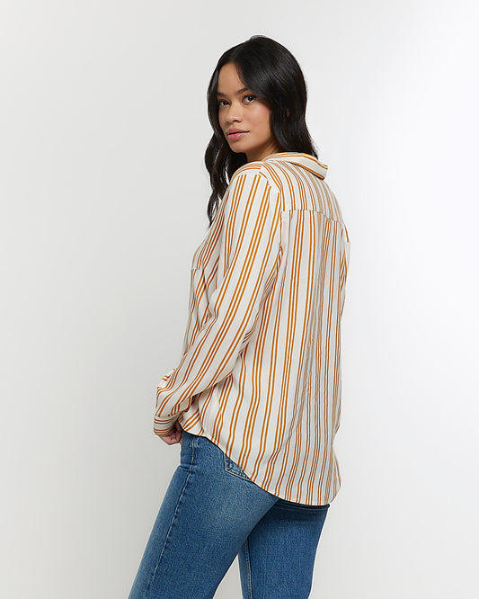 River Island Yellow stripe long sleeve shirt (UK size)