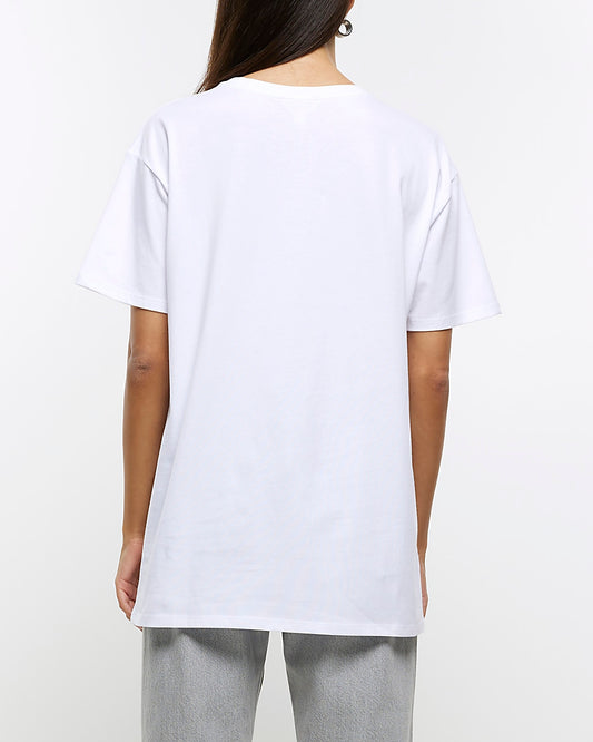 River Island White chain t-shirt