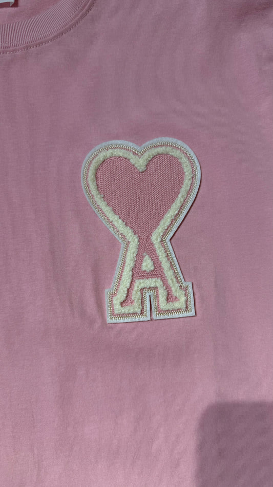 Ami Paris Loose Fit T Shirt-Pink