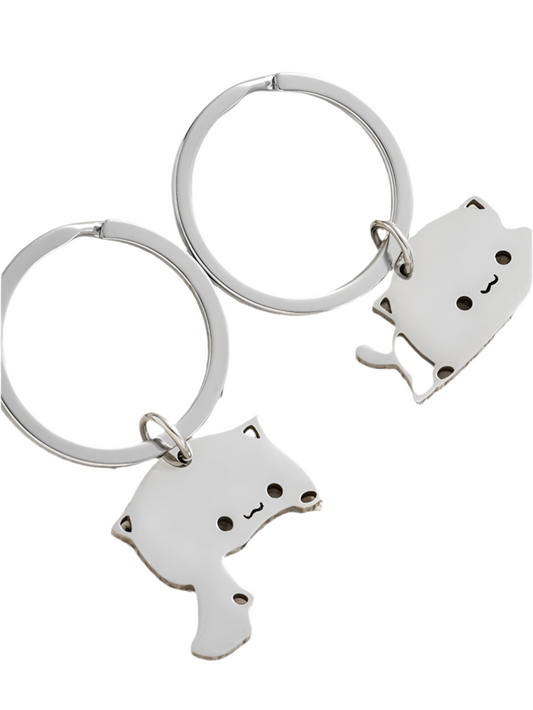 Shein 2pcs/set Stainless Steel Couple Keychain Set