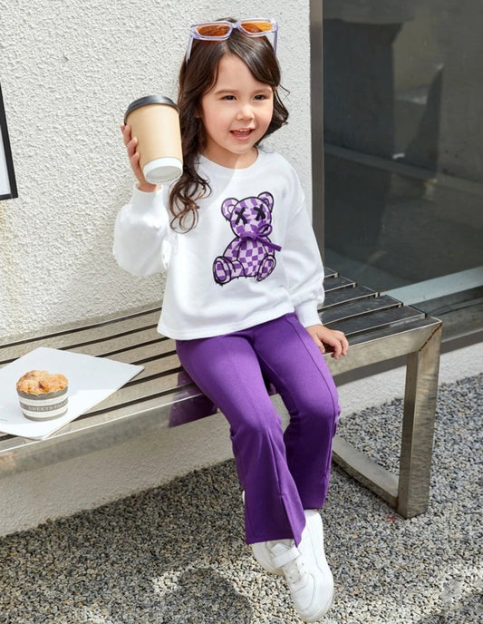 SHEIN Young Girls Drop Shoulder Carto Patteren Pullover And Split