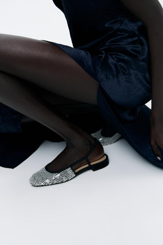 ZARA Sequined Open Back Shoes