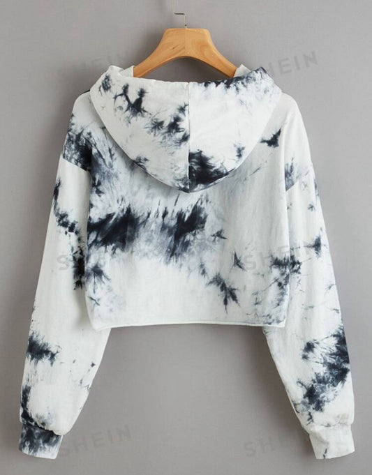 SHEIN Ez Wear NewYork Graphic Tye Dye Croooed Hoddie