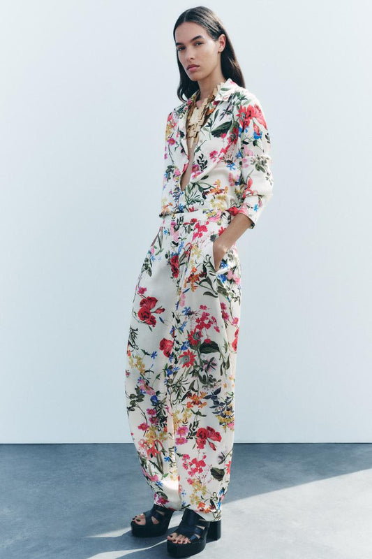 ZARA ZW Collection Printed Puffy With Button Cord Set - Multicolor