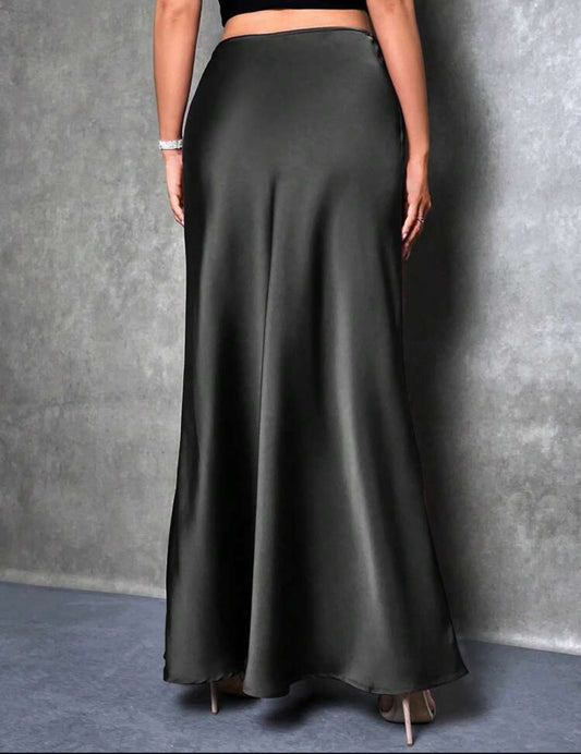 Shein Glamine High Waist Solid Maxi Satin Skirt