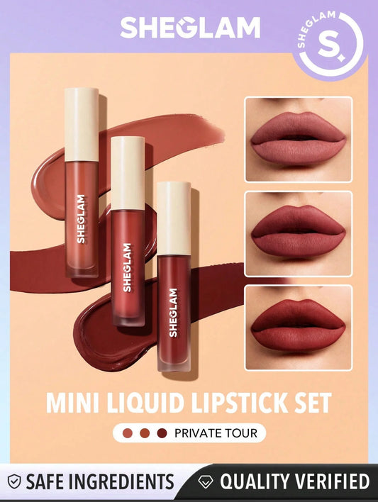 SHEGLAM Matte Allure Mini Liquid Lipstick set 3pcs