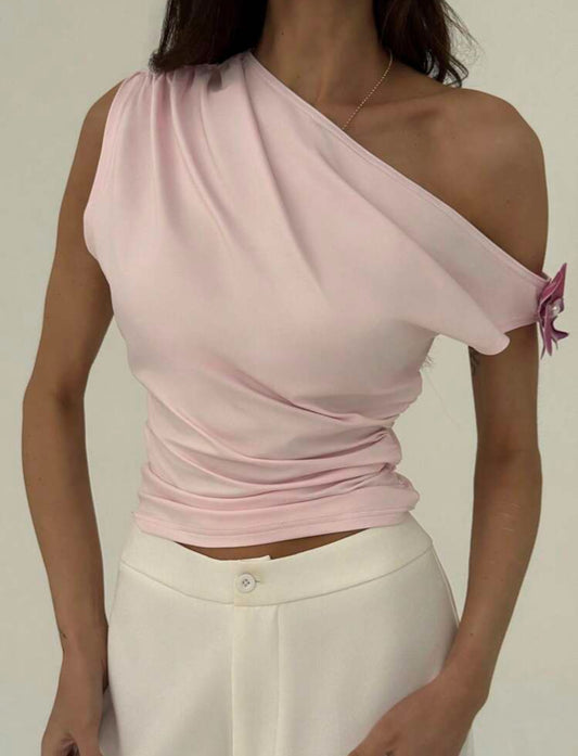 Shein Asymmetric 3D Floral Slim Fit Top