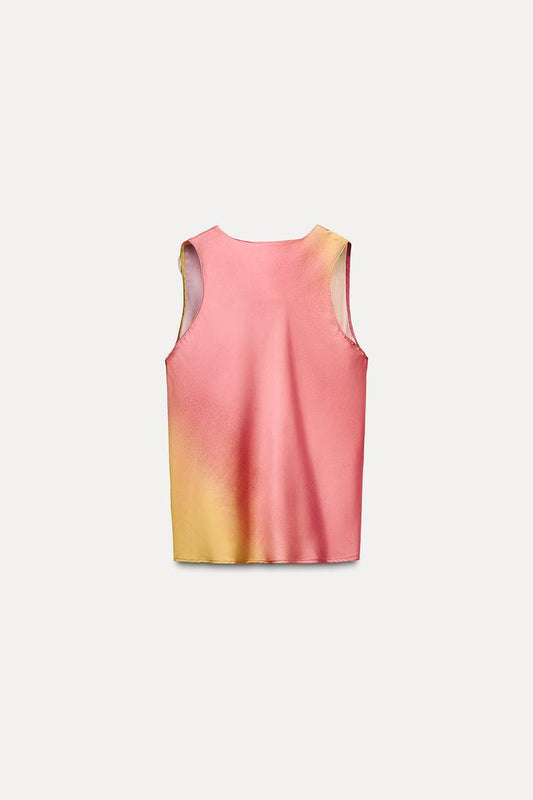 ZARA Satin Printed Top -Multicolored