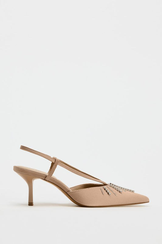 ZARA Open Back Heel Shoes With Stones