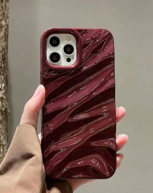 SHEIN Burgundy Wavy pattern Glossy Phone cover
