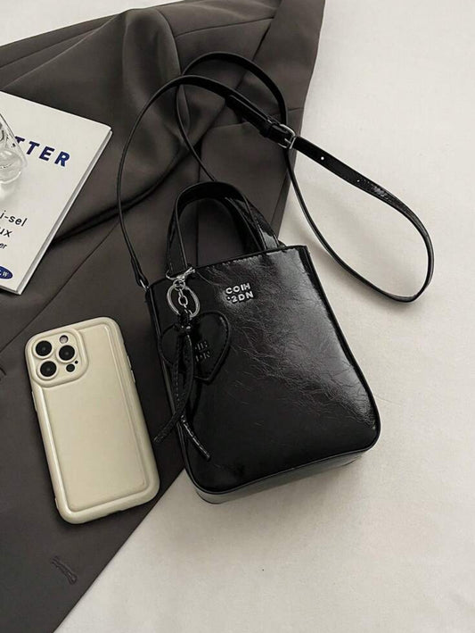 SHEIN Women Solid Color PU HandBag With Zipper Closure