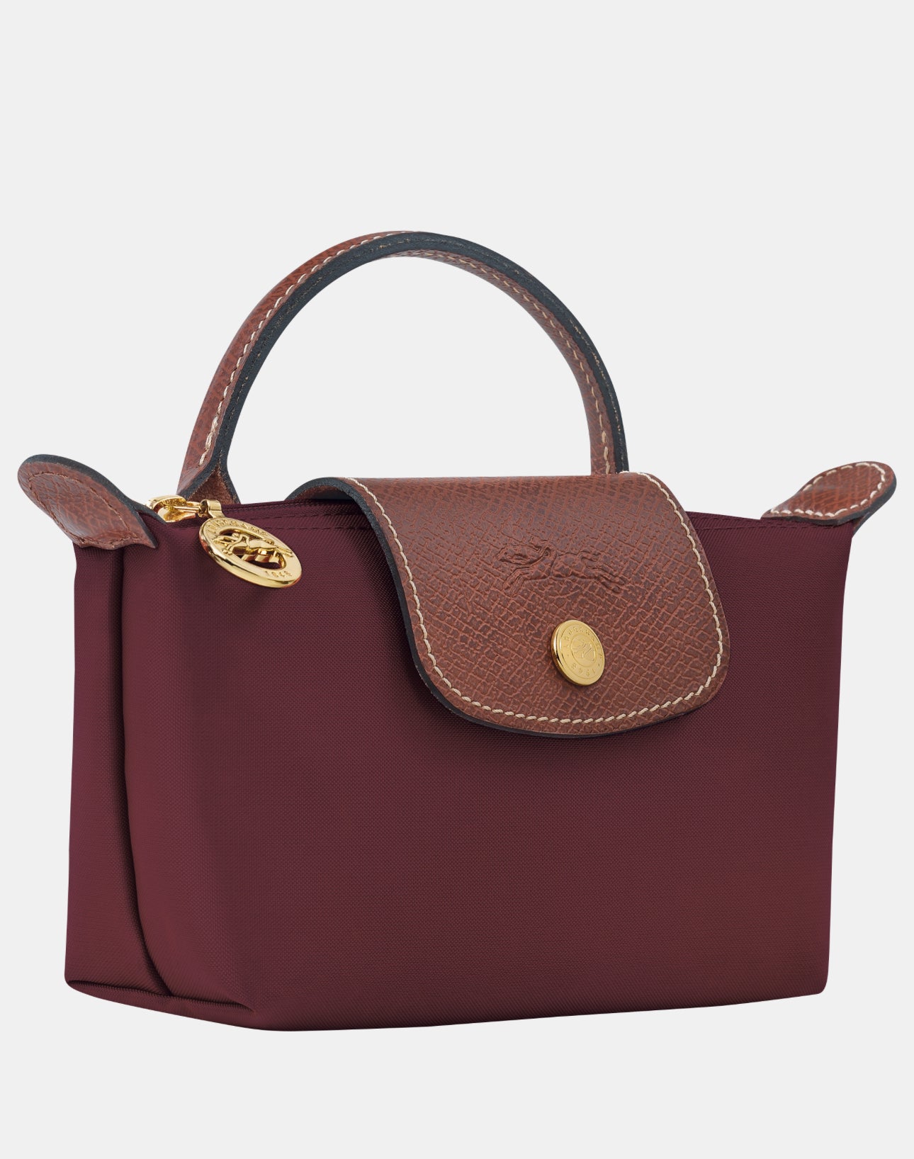 LONGCHAMP Le Pliage Mini Pouch Bag with Strap- Burgundy