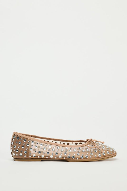 ZARA Shiny Rhinestone Mesh Ballet Flats