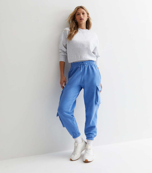 New Look Pink Vanilla Blue Cuffed Cargo Joggers (UK size)