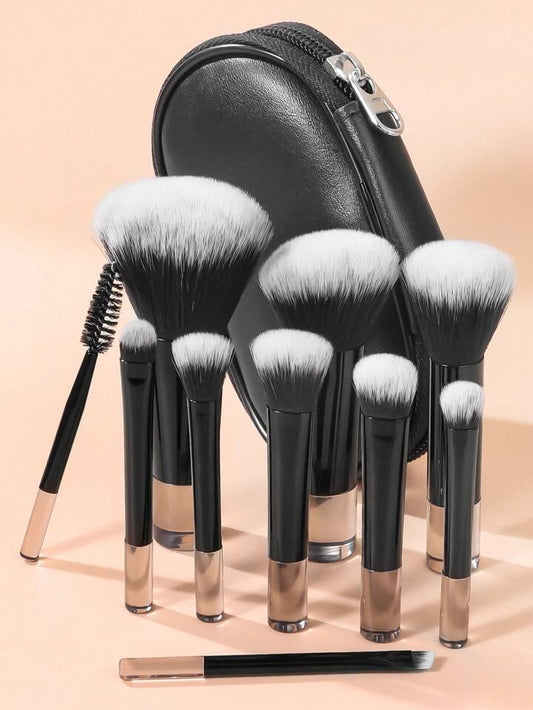 TT Makeup Brush Sets, 10pcs Minimalist Multifunctional Cosmetic Brush Wit...