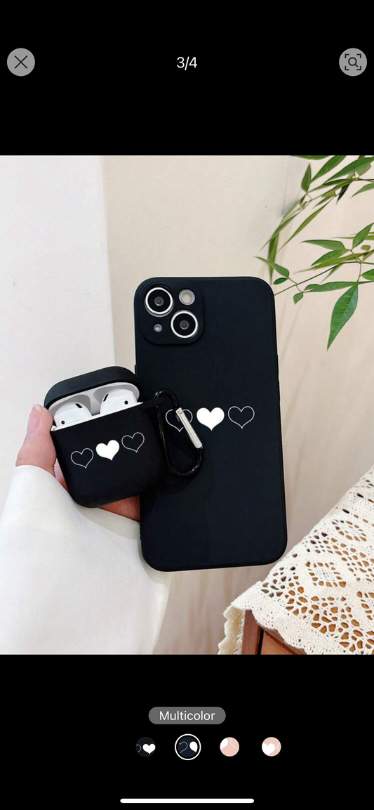 Shein 1pc Heart Pattern Phone Case Compatible With iPhone & 1pc Fros... iPhone 13Pro Max