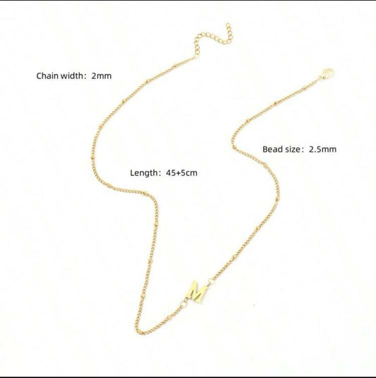 1pc Classic Initial Pendant Fashion Stainless Steel Bead Chain