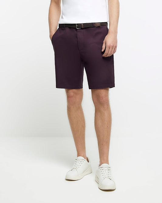 River Island Red regular fit belted chino shorts (UK size)