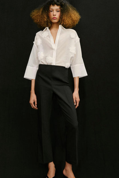 Zara Flowing Shirt With Embossed Flowers