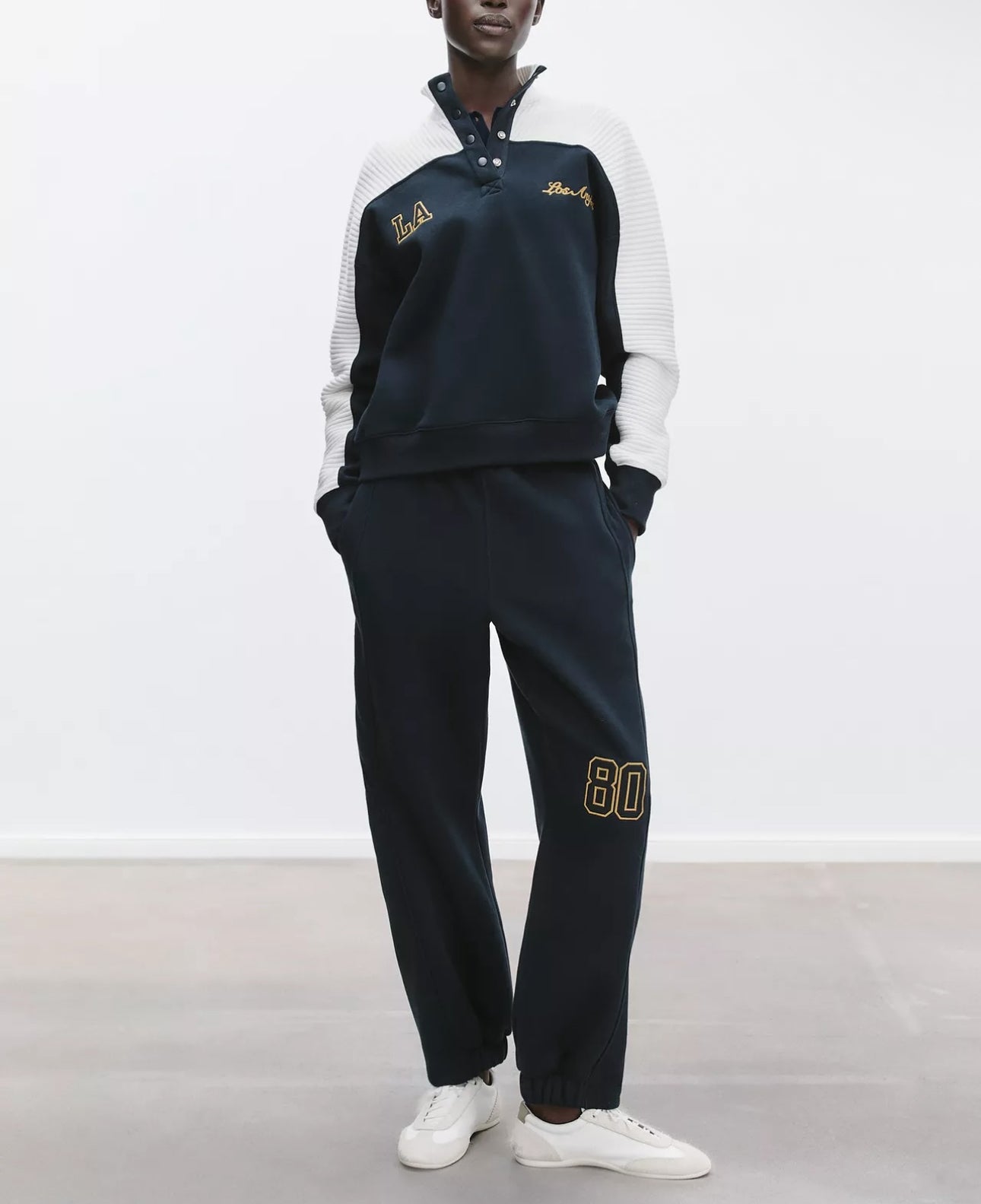 ZARA contrast Chunky Knit Sweatshirt