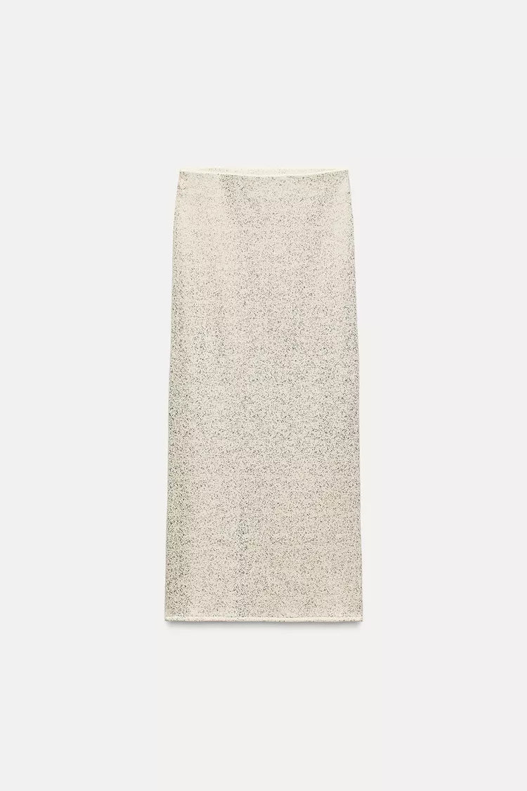 ZARA Rustic Skirt With Metalic Thread -Golden
