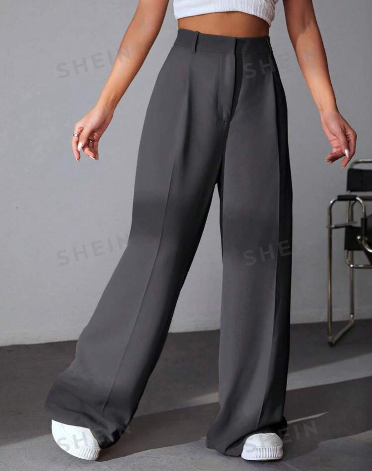 SHEIN EZ Wear Spring Solid Wide Leg Pant