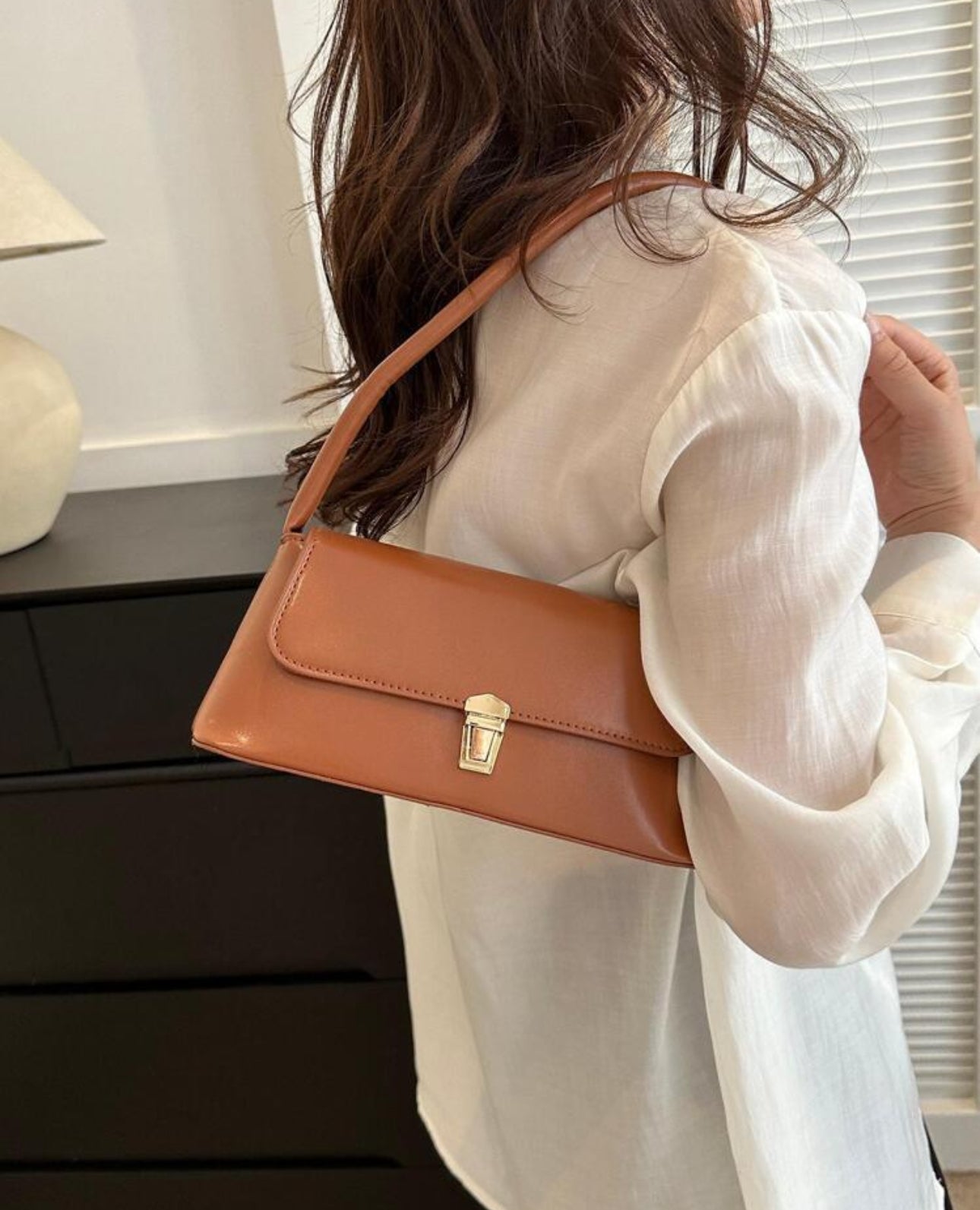 Shein Metal Decor HandBag Coffee Brown
