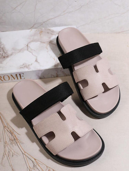 Shein Shein Shuzia Women Shoes Comfy Open Toe Thick Solid Flats Sandals