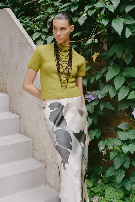 ZARA soft Knit Short Sleeve Sweatshirt-Green