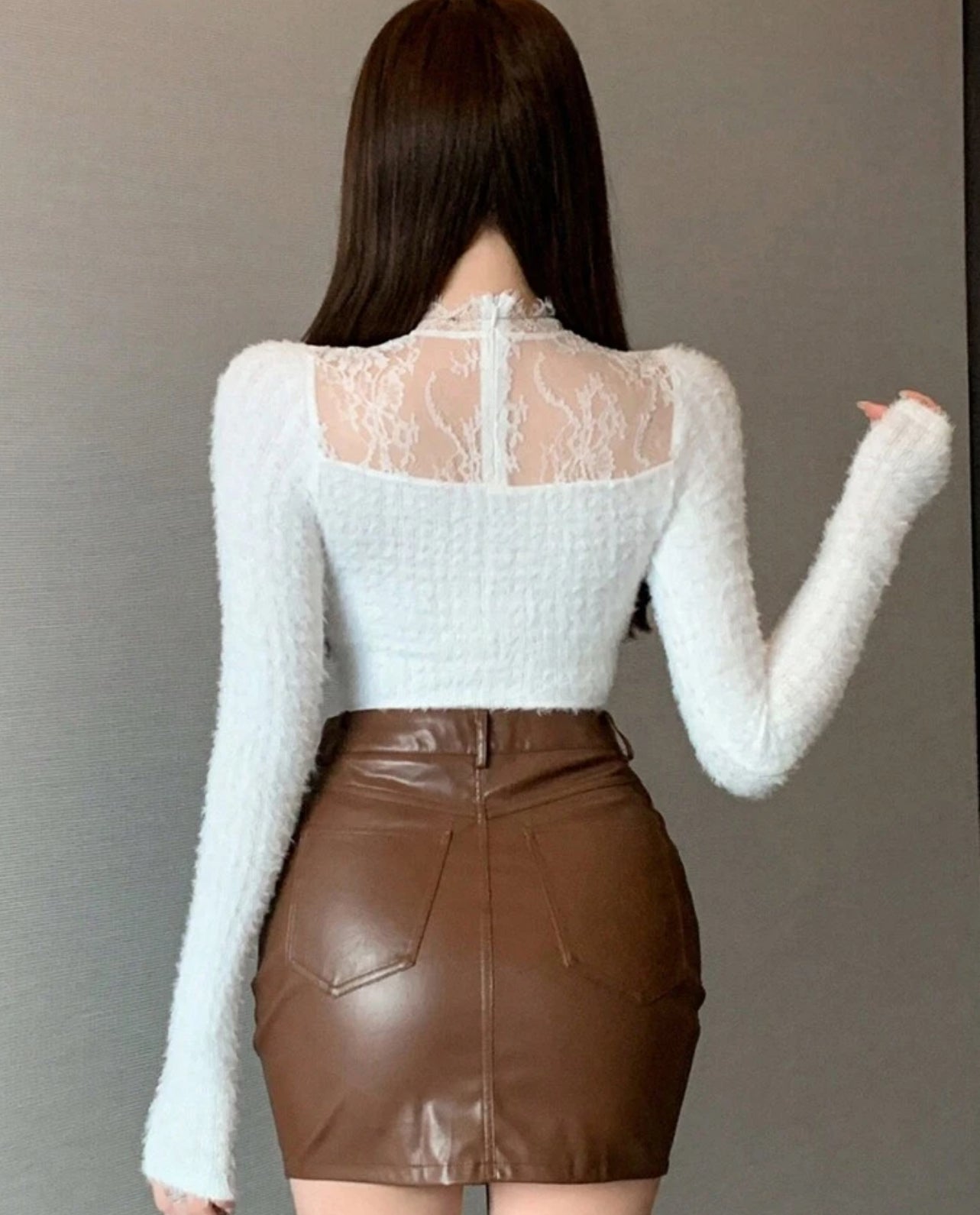 DAZY Women Lace Patchwork Long Sleeve T shirt