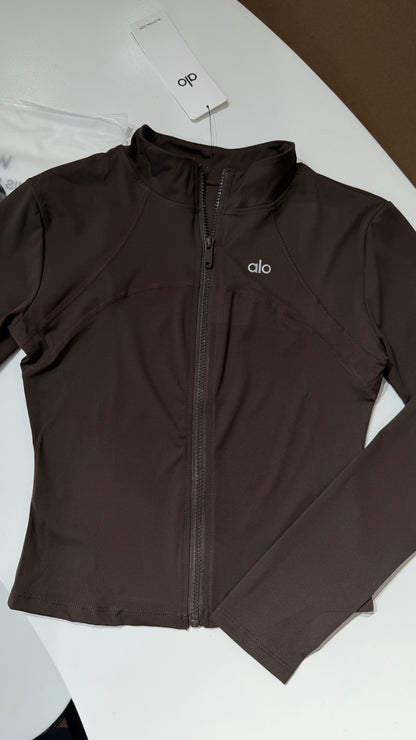 Alo Yoga Jacket Full Sleeve For Womens-Brown