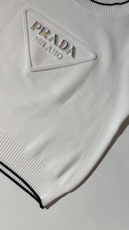 Prada White Crewneck (Dupe)