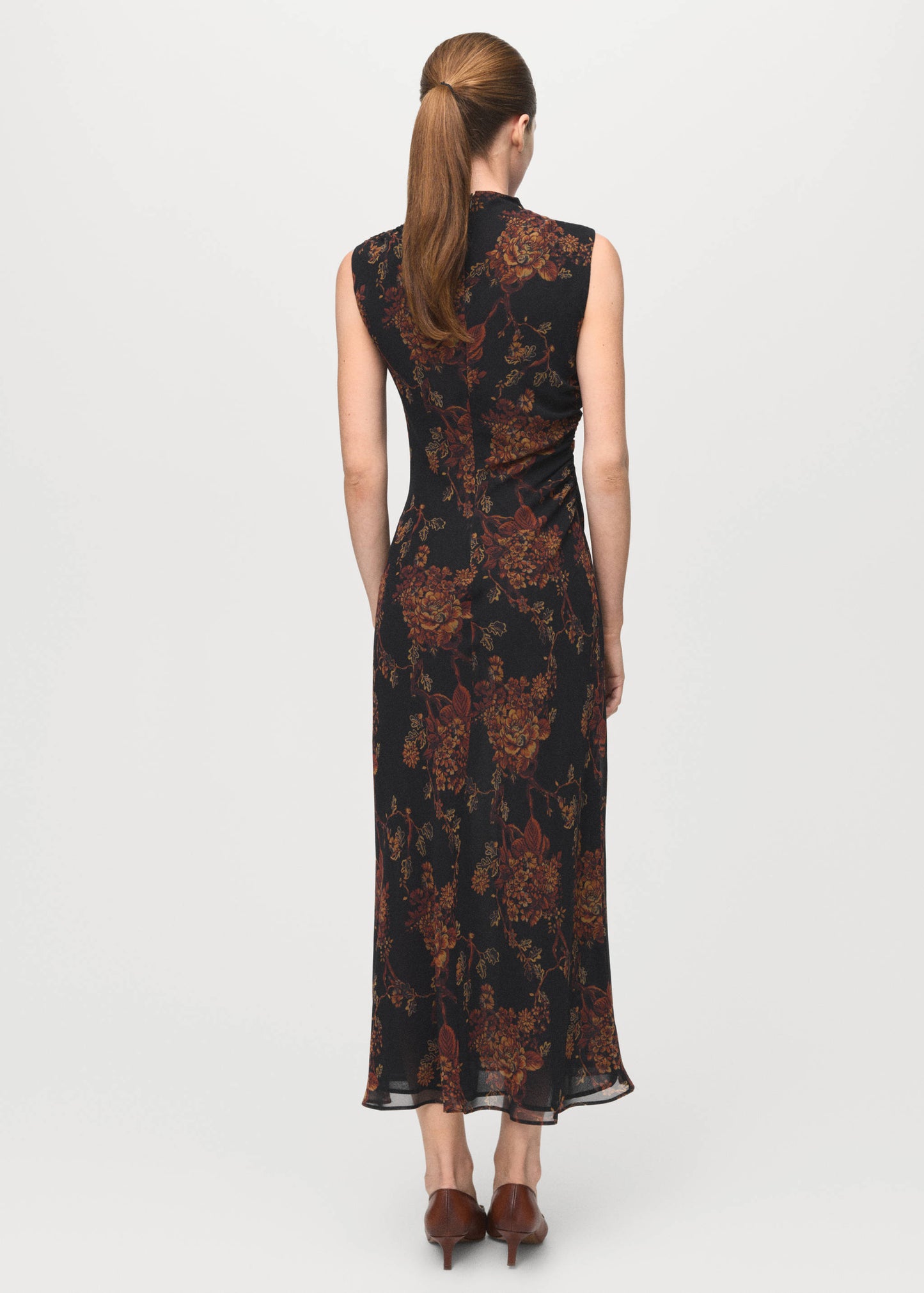 Zara Ruched Floral Print Dress