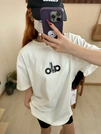 Alo Casual Loose T-shirts (Black And White)