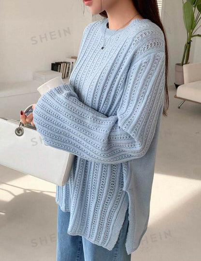 SHEIN Dazy Women Business Casual Solid Color Flared Sleeve Sweater