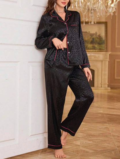 Shein Women Animal Print Jacquard Night Suits Set
