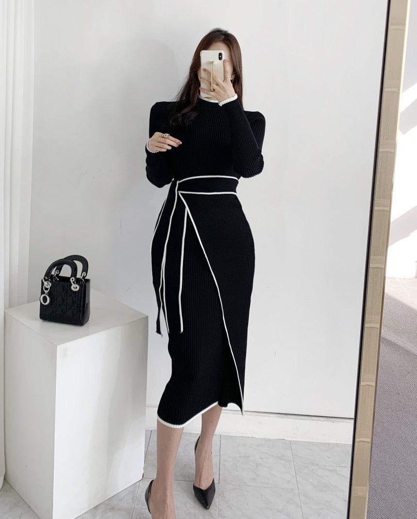 SHEIN Turtle Neck Knitted Sweater Dress