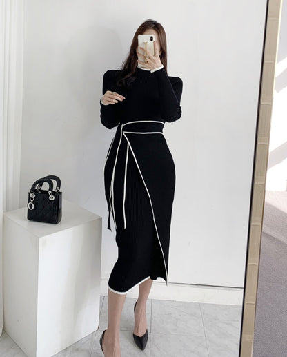 SHEIN Turtle Neck Knitted Sweater Dress