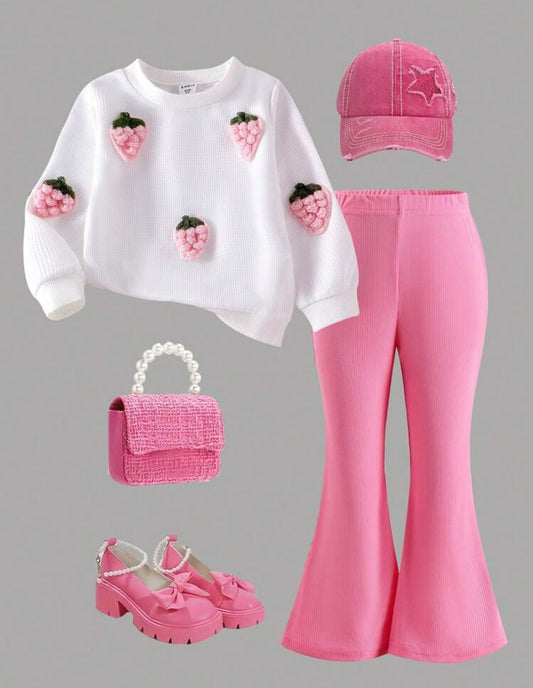 SHEIN Young Girls Sweat Waffle Texture Top+Bottom ONLY)