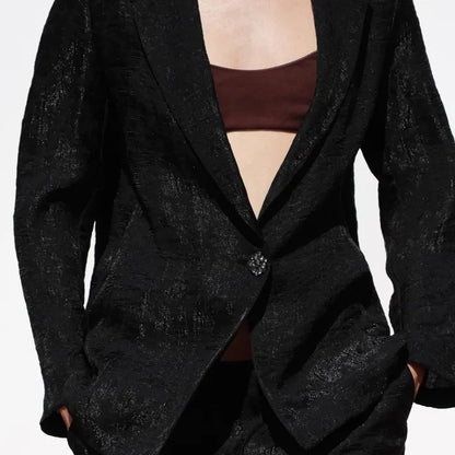 ZARA Wrinkled Organaze Blazer-Black